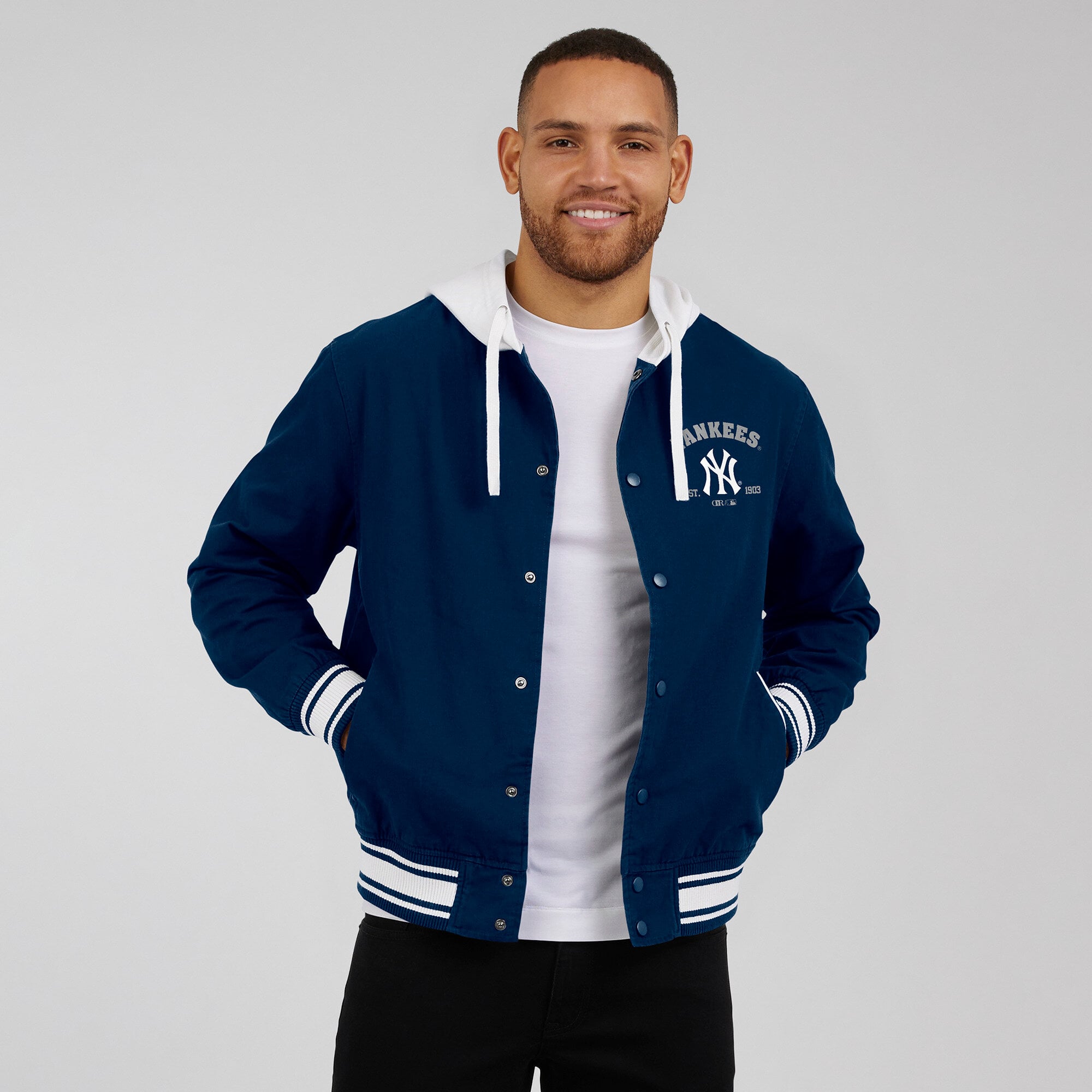 Veste à capuche boutons-pression pour homme Darius Rucker Collection by Fanatics bleu marine des Yankees de New York